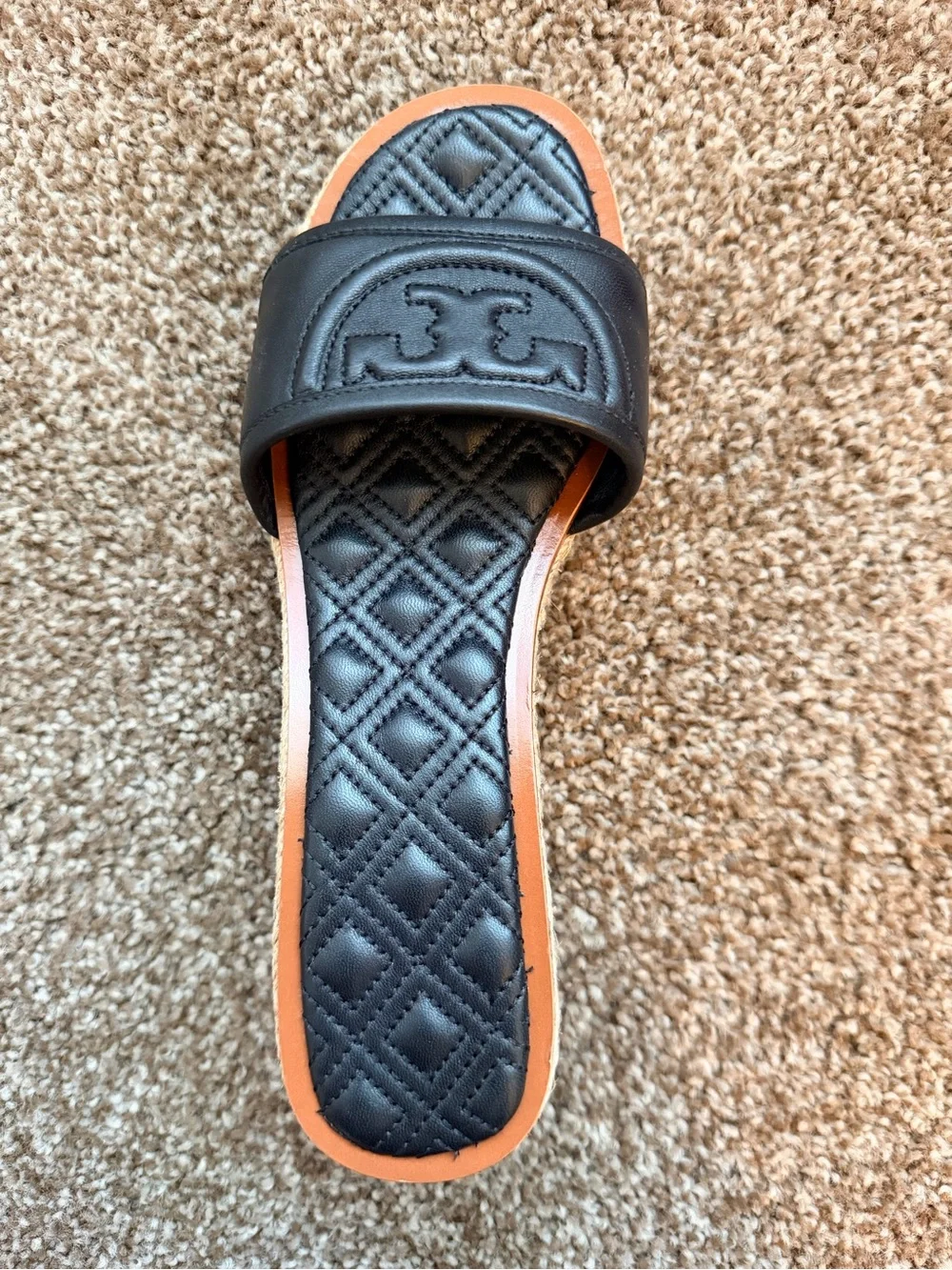 NEW Tory Burch Fleming Stacked Heel sandal jute espadrille slide size 5.5